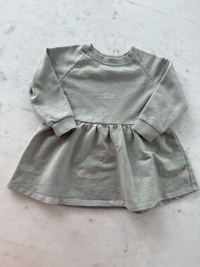 Rylee + Cru Sage Green Long Sleeve Dress with Cloud Print